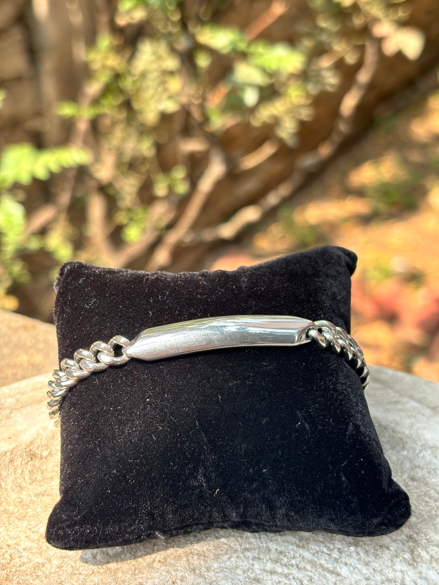 Mens Chain Bracelet | Silver Chain Bracelet with Heavy Matte Charm