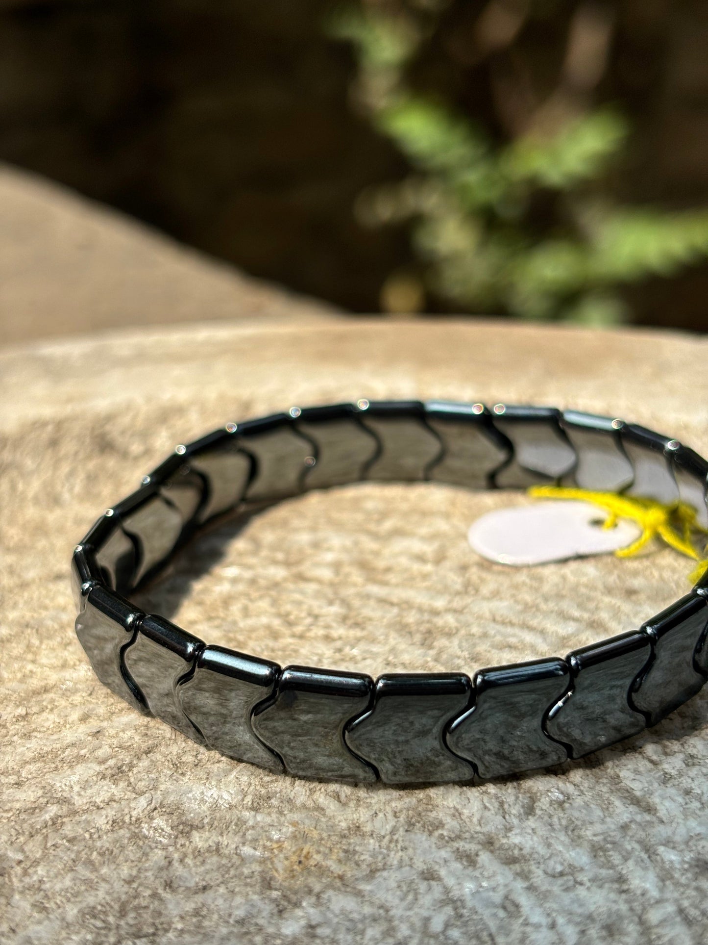 Mens Band Bracelet | Black Tone Elastic Adjustable Puzzle Block