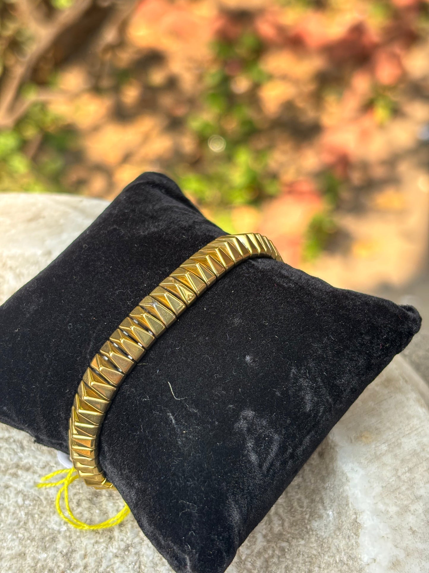 Mens Band Bracelet | Pointed Adjustable Gold Tone Elastic Bracelet