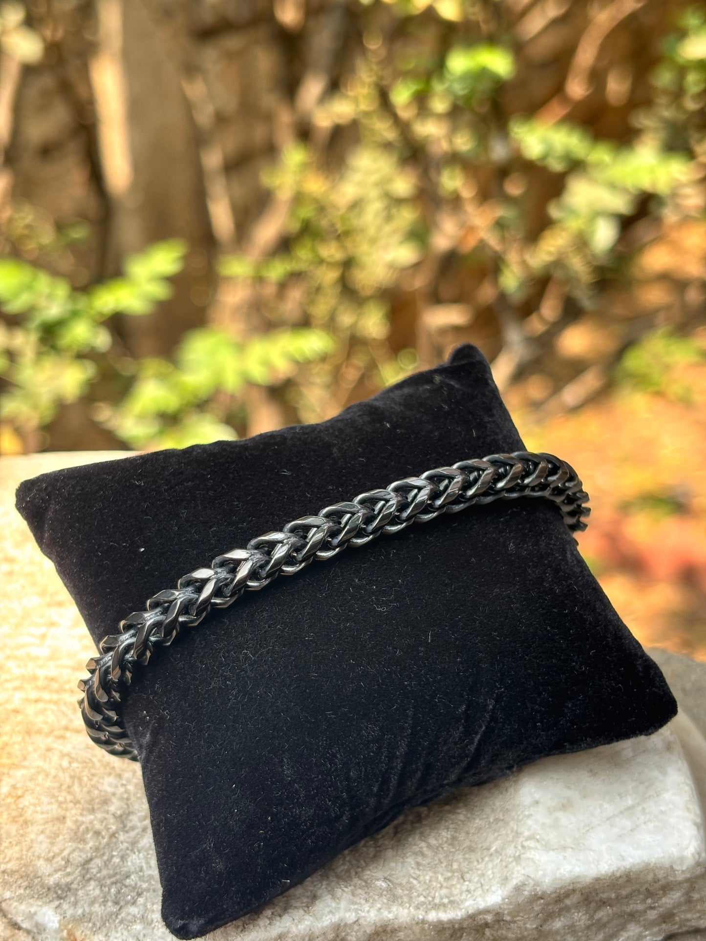 Mens Chain Bracelet | Black Push Lock Anti-Tarnish