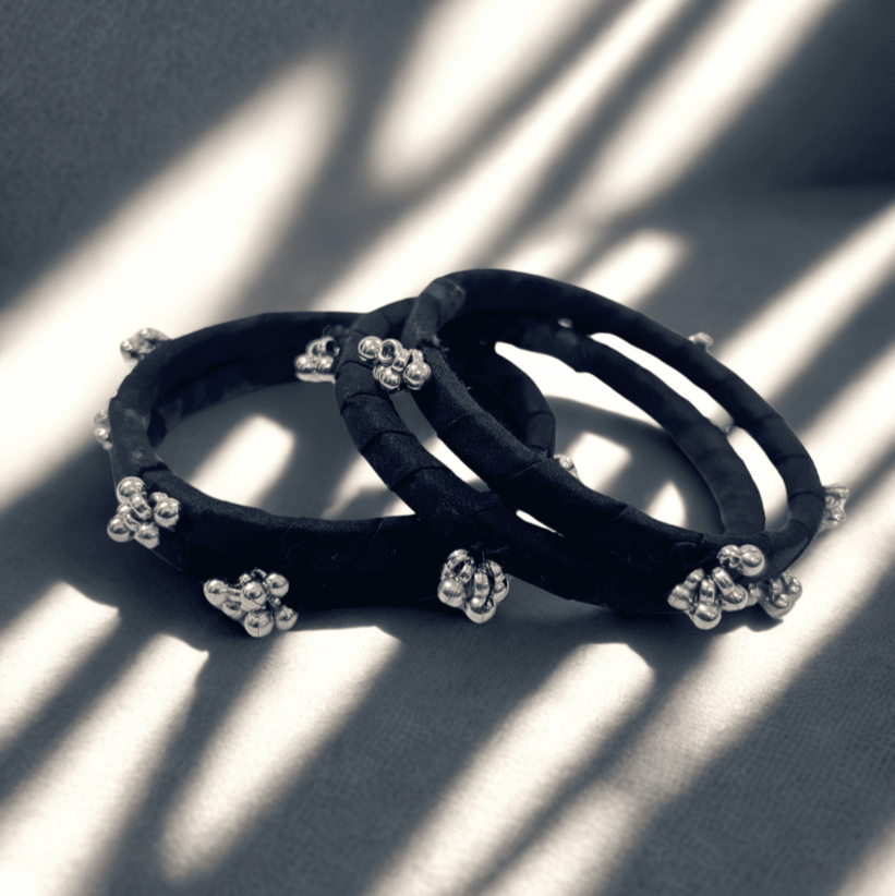 Midnight Melody Threaded Bangles | Set of 4