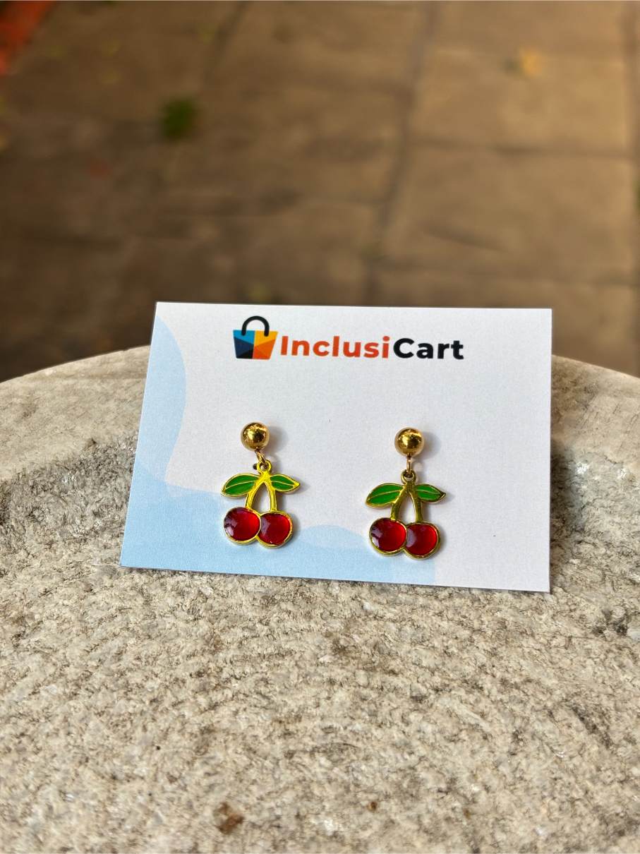 Anti tarnish Earrings | Mini Red Cherry Stud