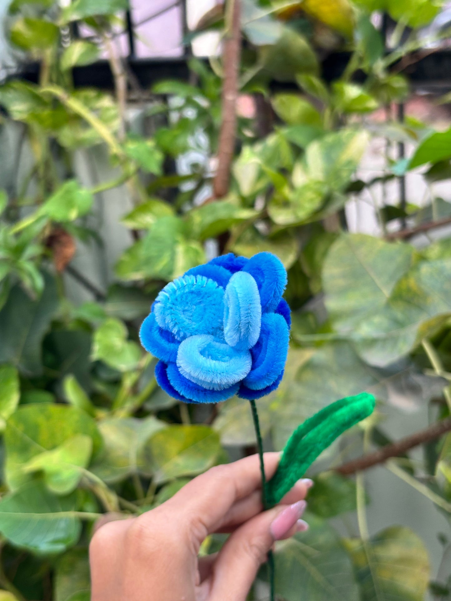Fuzzy Flower | Rose Multi Shade Blue