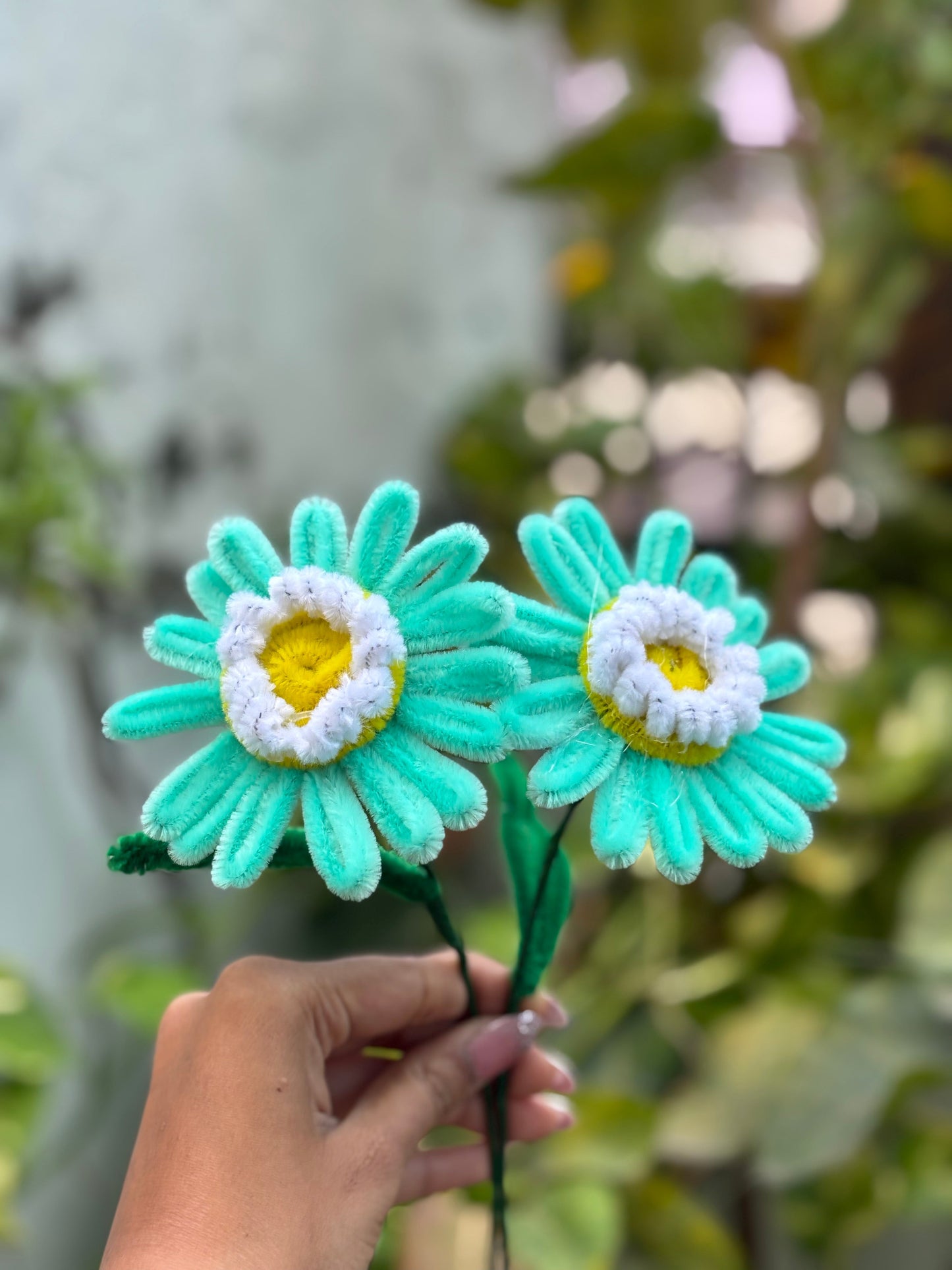 Fuzzy Flower | Daisy Multi Shade Cyan White