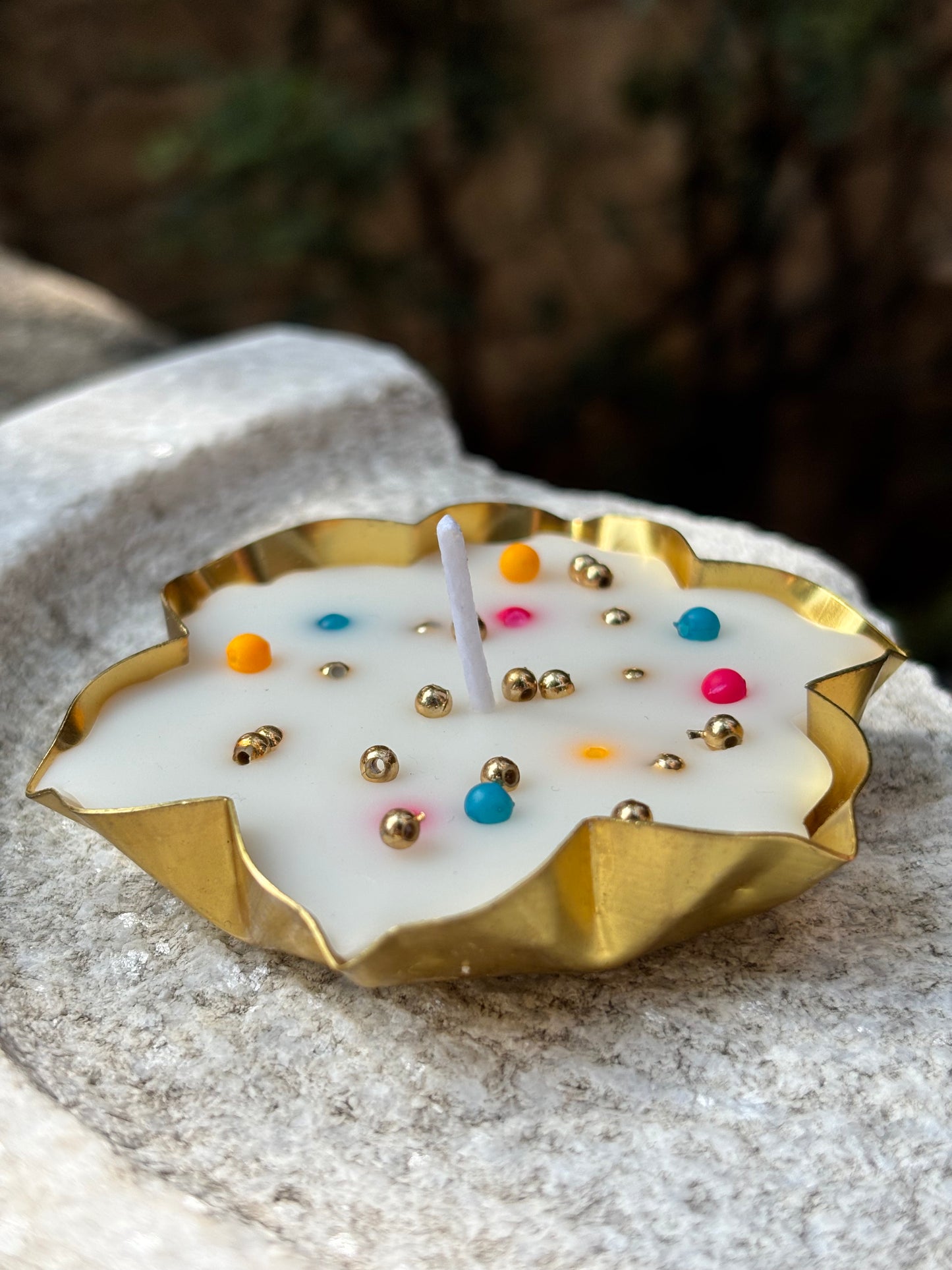 Multi Color Pearl Beads Urli Scented Candle | Small