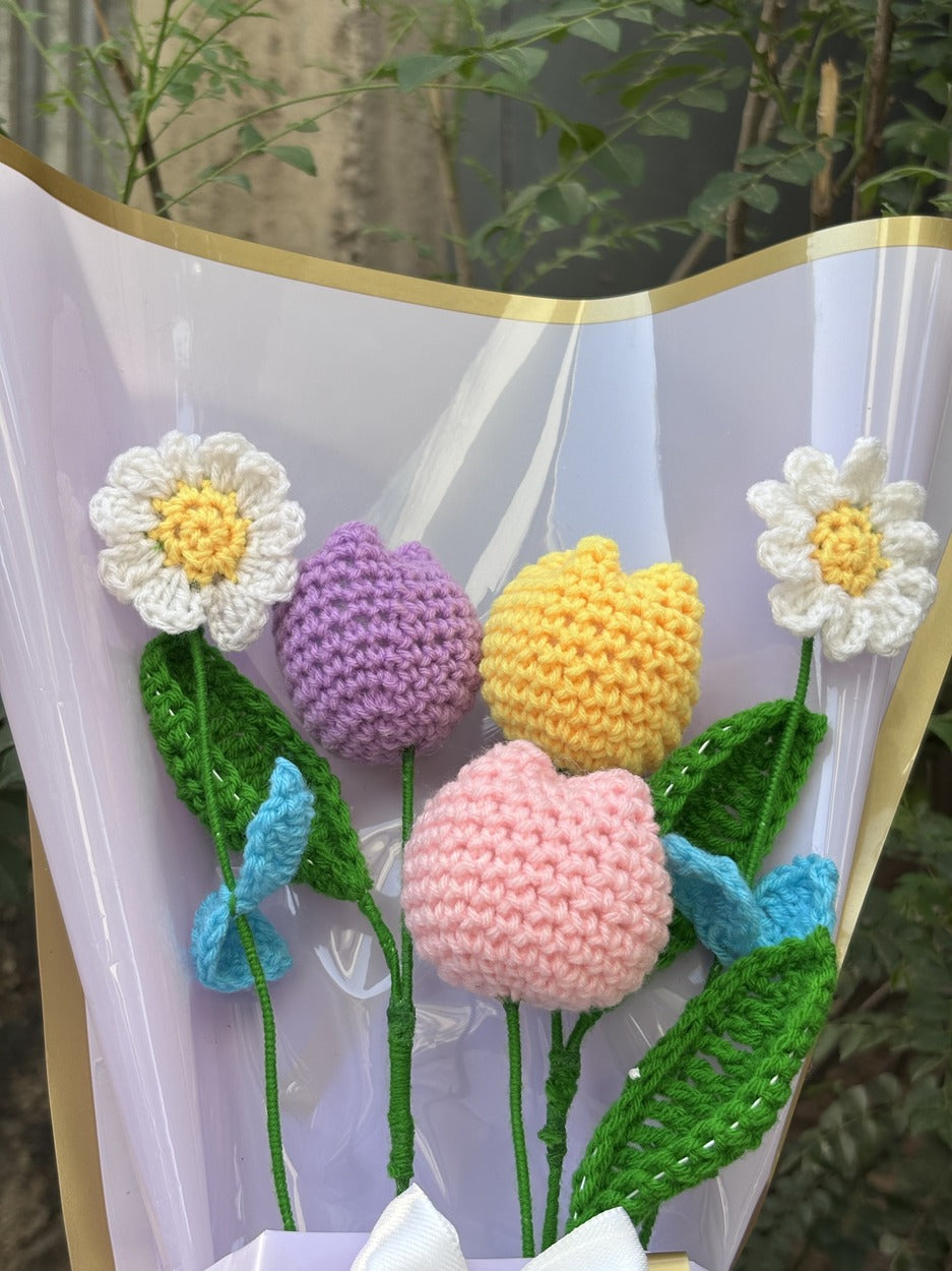 Crochet Bouquet | Multicolor Tulip Daisy