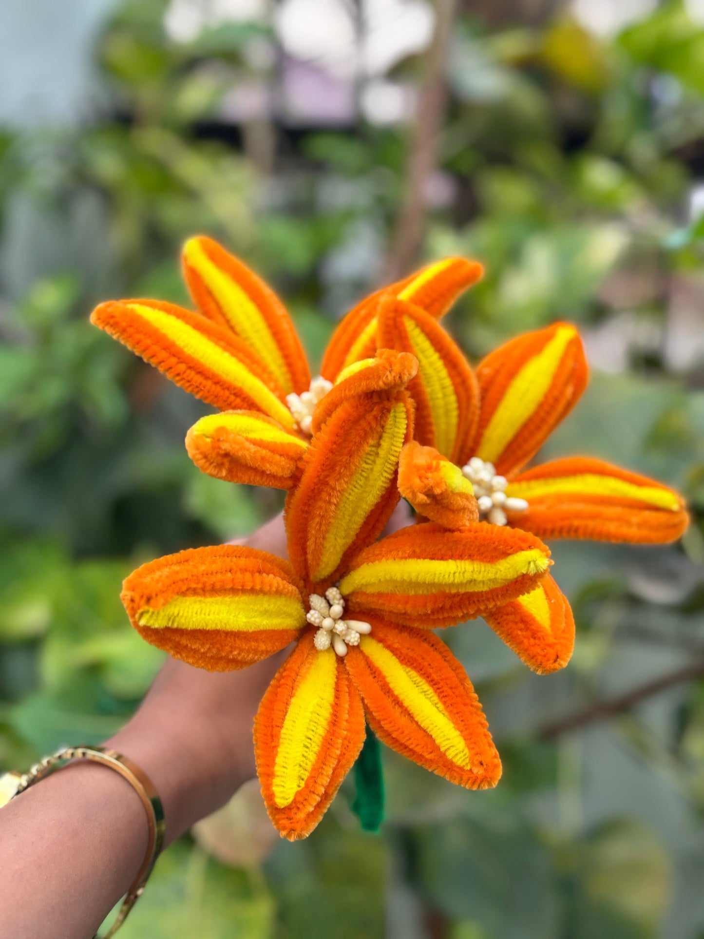 Lilly Fuzzy Flower | Orange Yellow Multi Shade