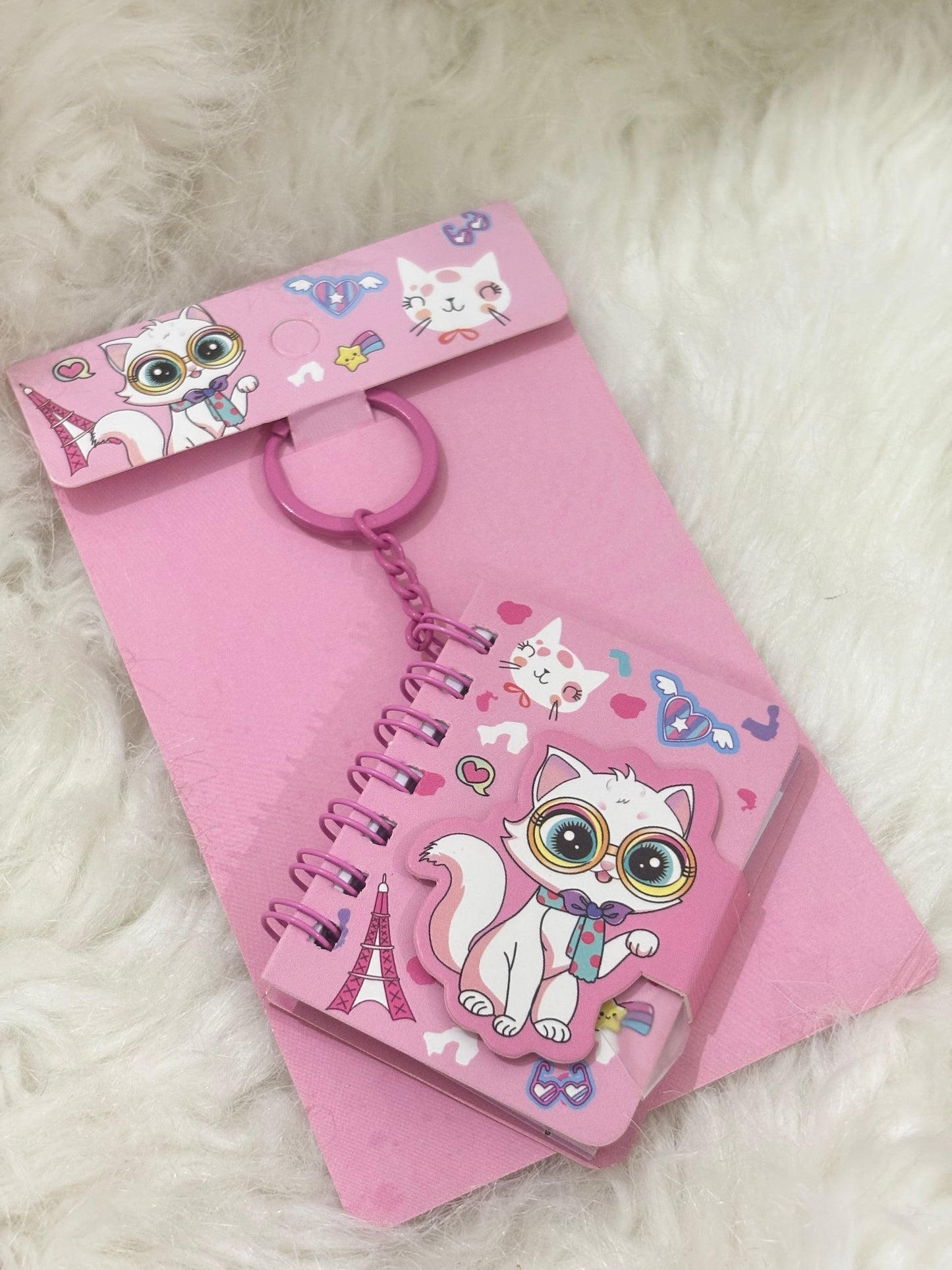 Keychain | Pink Cat Mini Notebook