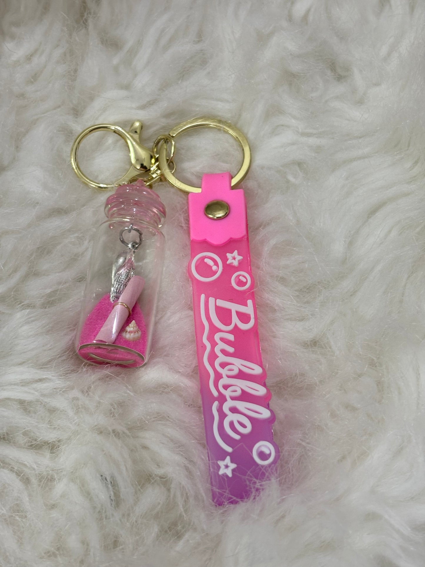 Pink Hidden Message Glass Bottle Keychain