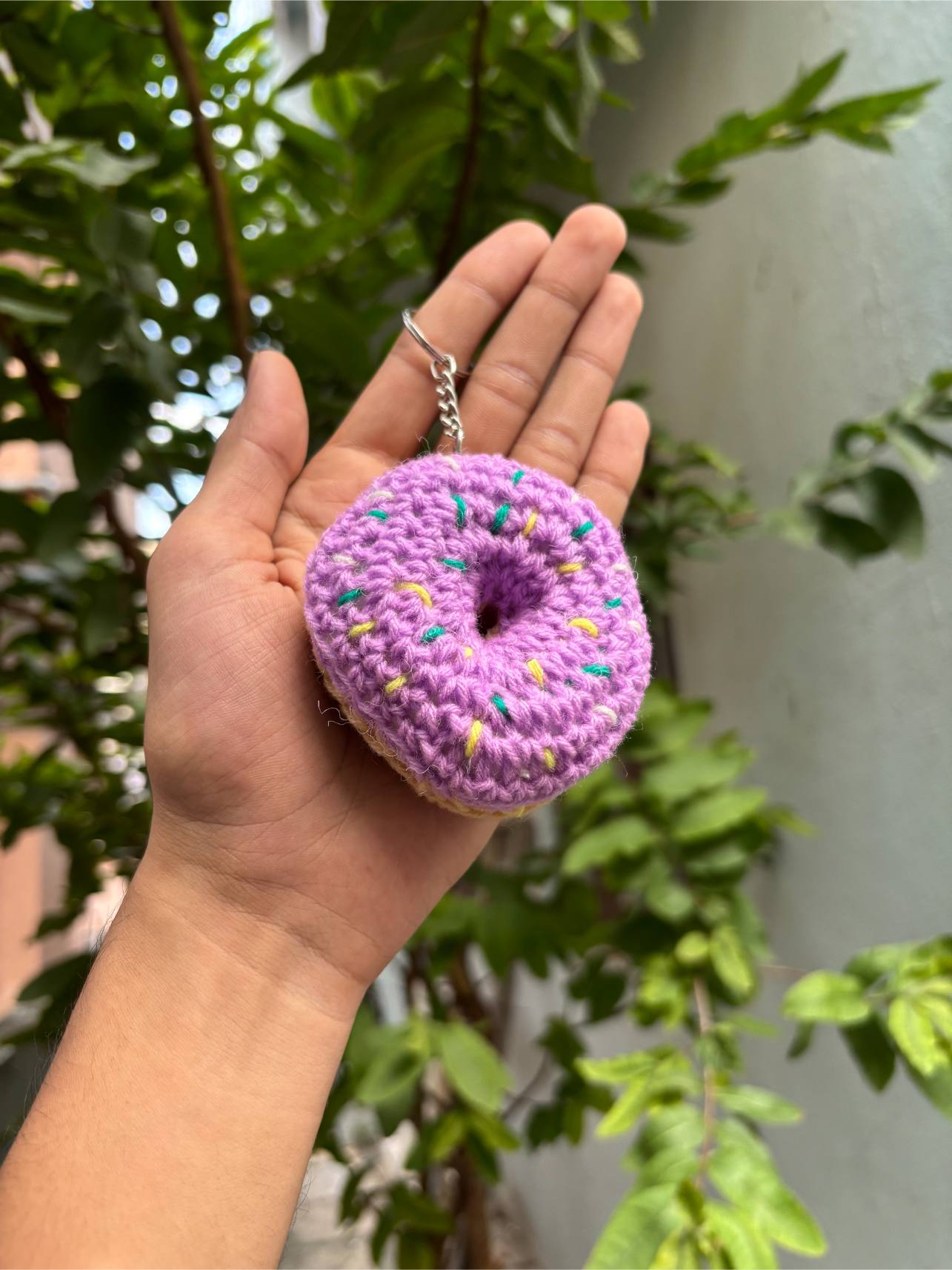 Crochet Keychain | Donut | Pink Icing