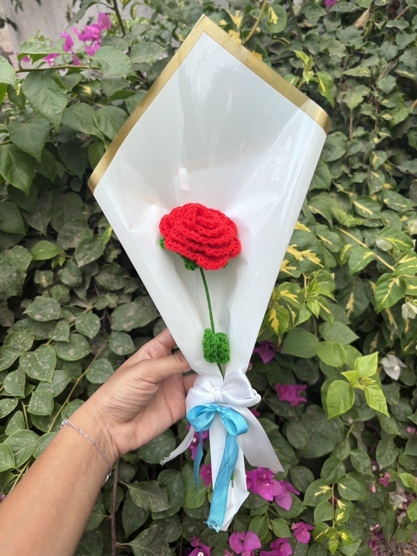 Crochet Bouquet | Red Gulmohar Gulab