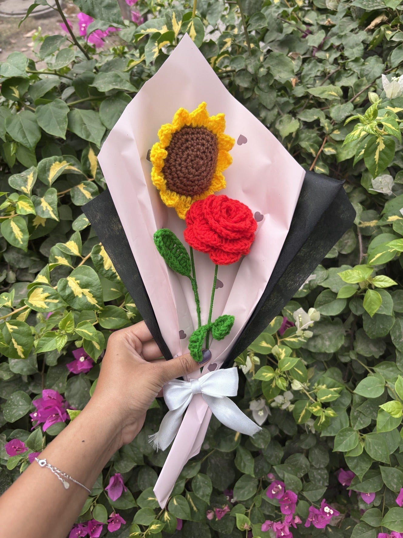 Crochet Bouquet | Red Rose Sunflower