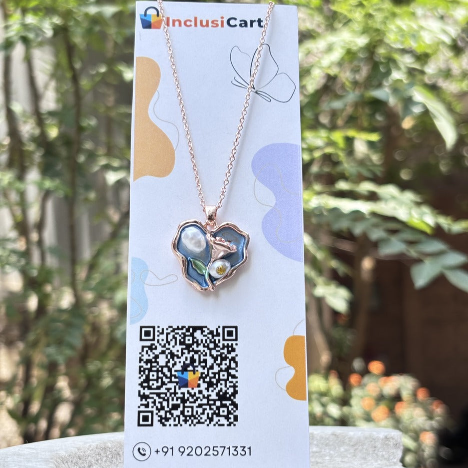 Rose Gold Ocean Bloom Pendant Necklace