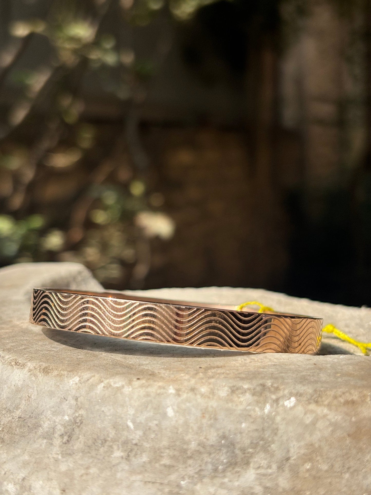 Mens Bracelet | Rose Gold Wave Engraved Bracelet