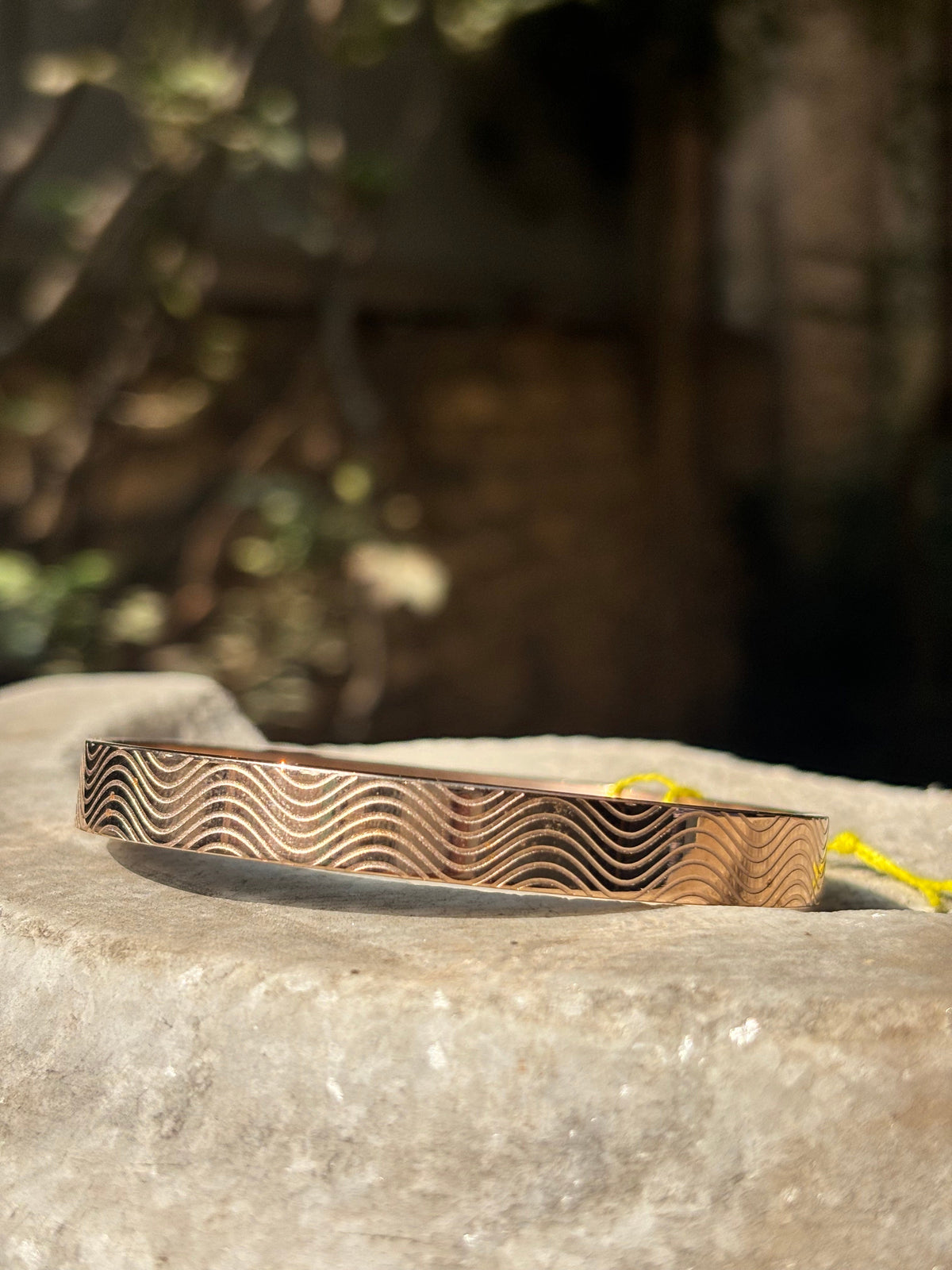 Mens Bracelet | Rose Gold Wave Engraved Bracelet
