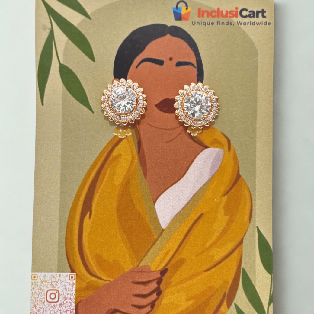 Round stone stud earrings