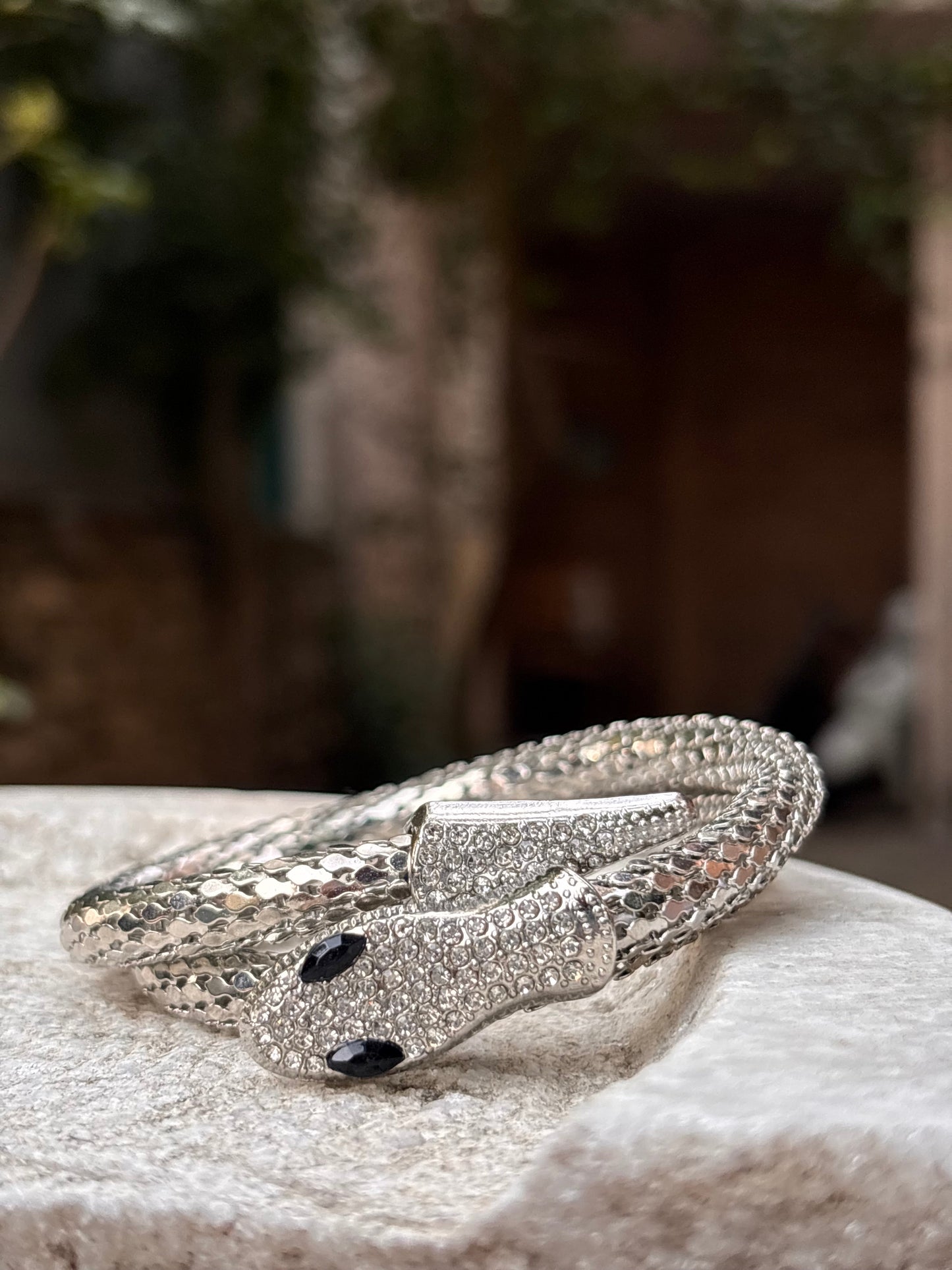 Silver Snake Wrap Bracelet with Crystal Detailing – Anti-Tarnish