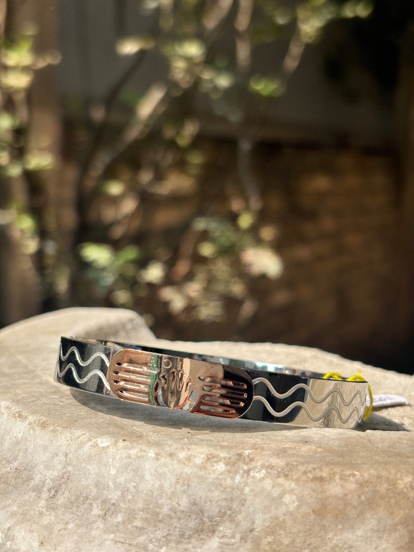 Mens Bracelet | Silver & Rose Gold Wave Anti-tarnish