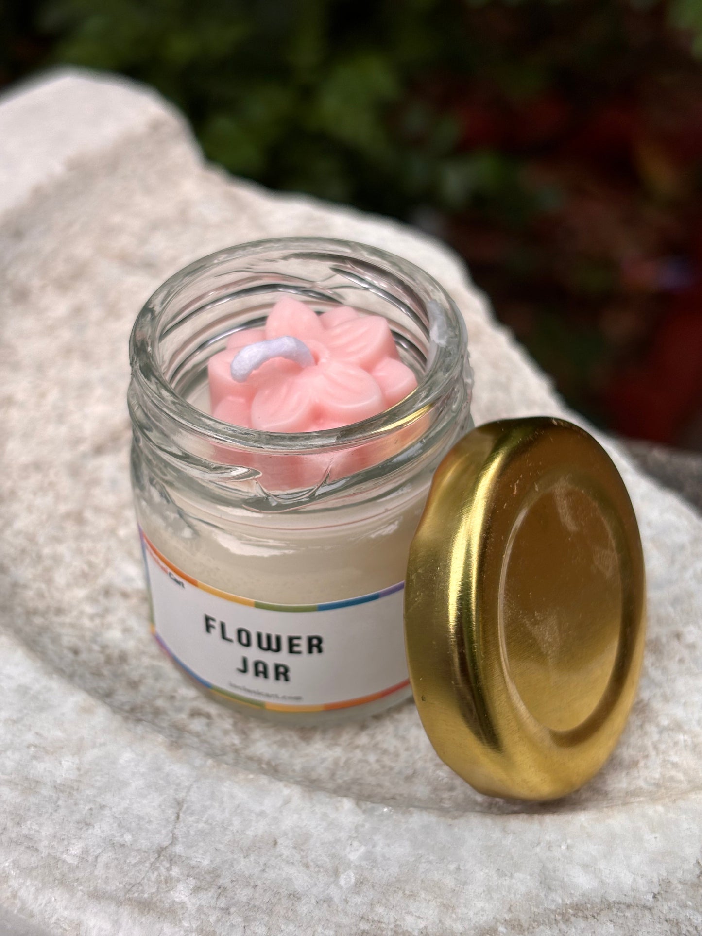 Small Flower Jar Candle Pink
