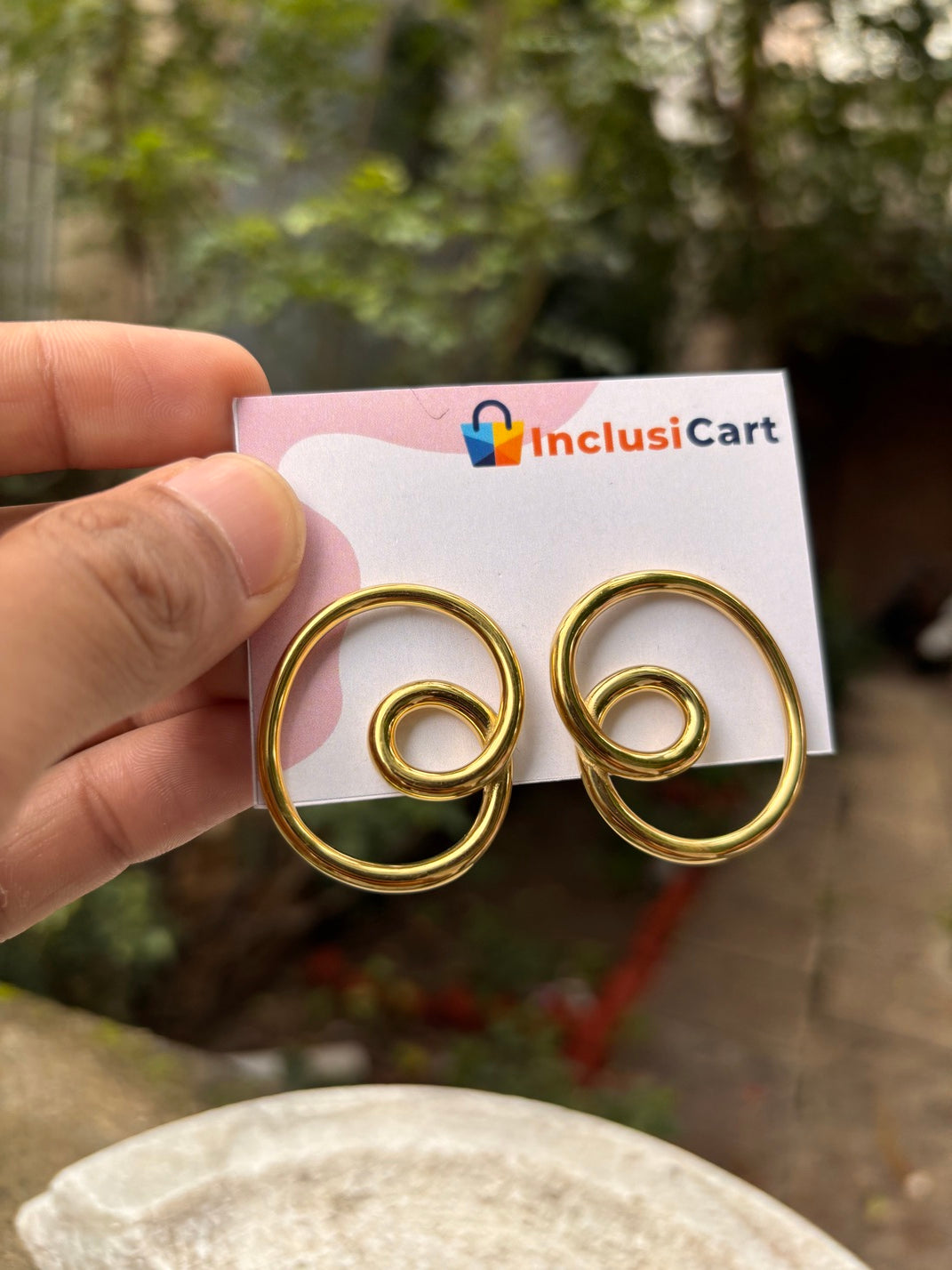 Anti-Tarnish Spiral Swirl Gold Statement Earrings