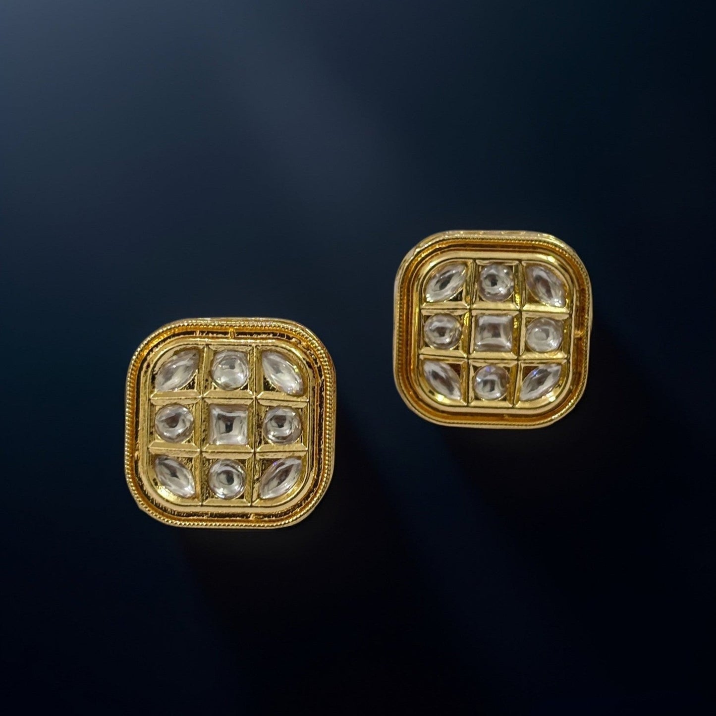 Square Grid Diamond Stud Earrings