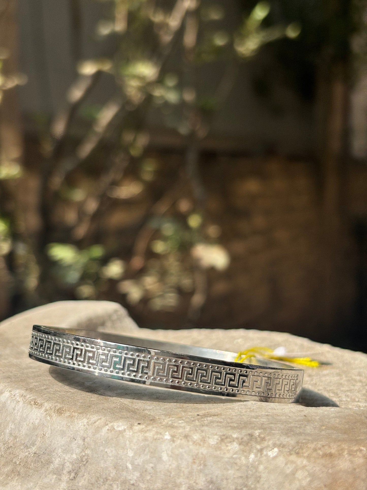 Mens Bracelet | Silver Square Pattern Engraved