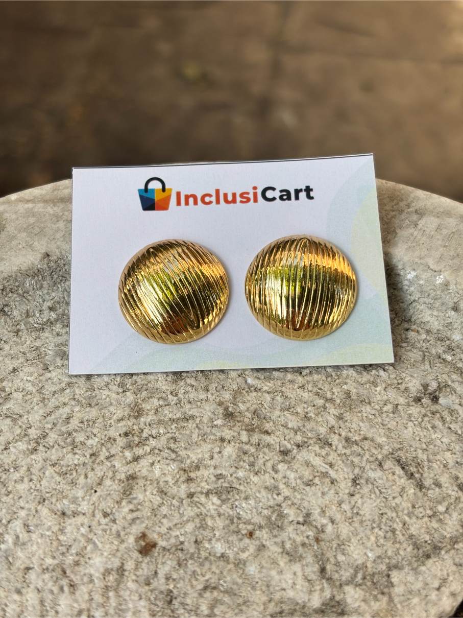 Anti tarnish Earrings | Strip Disk Studs