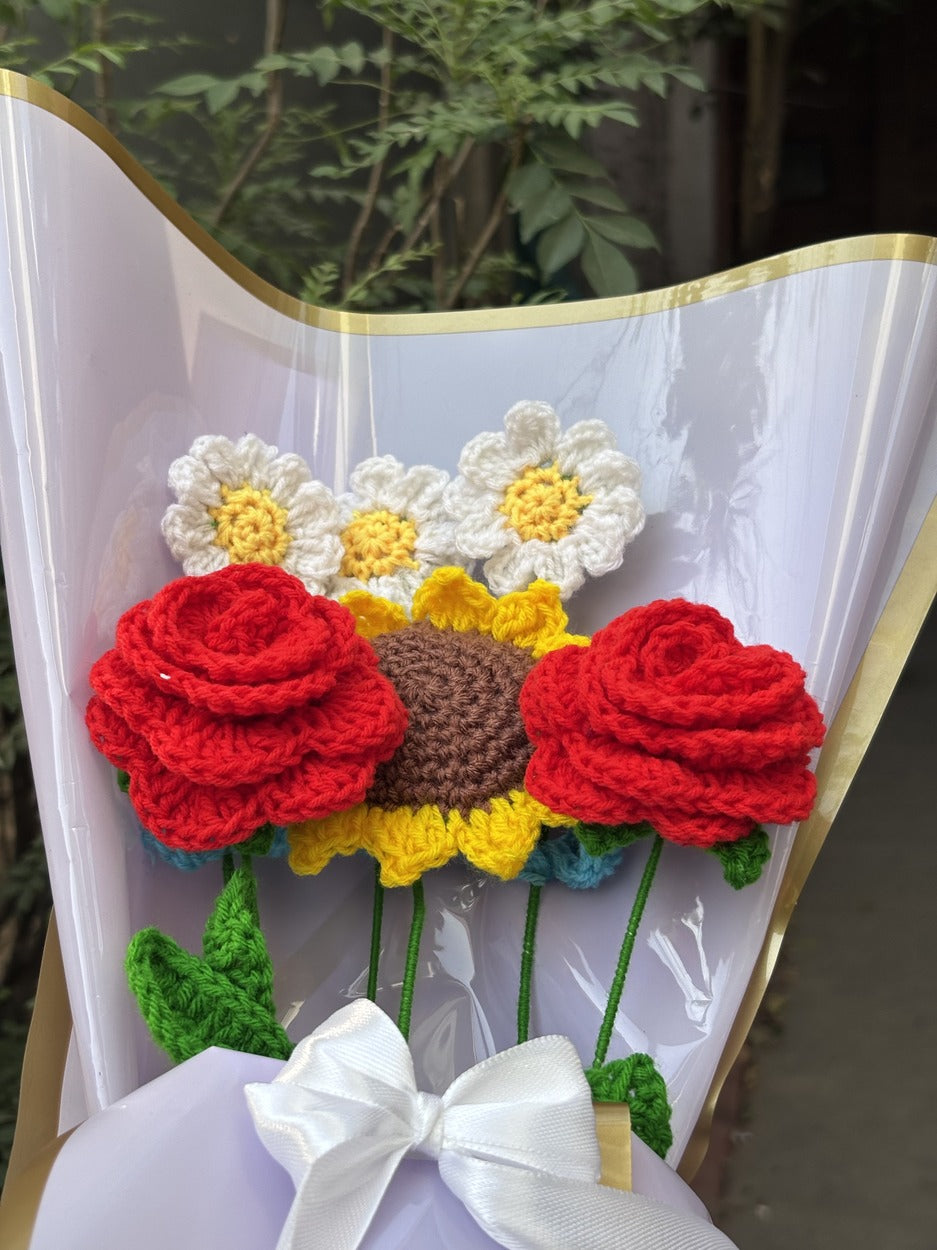 Crochet Bouquet | Sunflower Gulmohar Gulab Daisy