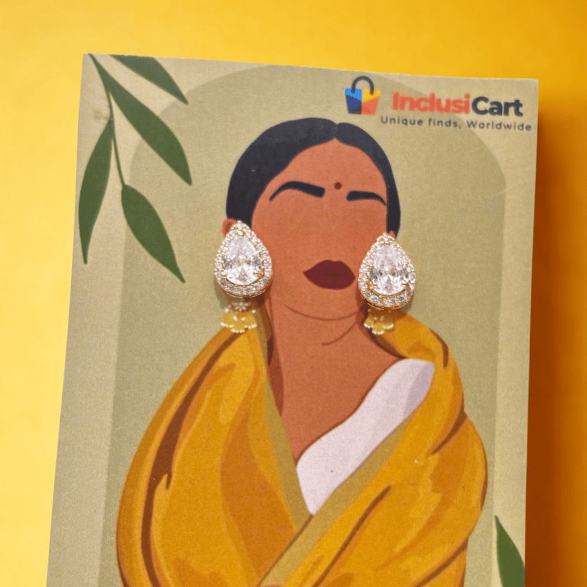 Teardrop Halo Stud Earrings