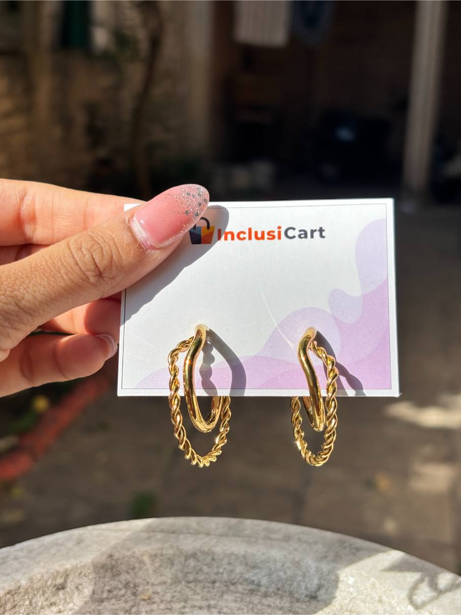 Anti tarnish Earrings | Twisted Wire Circular Hoops