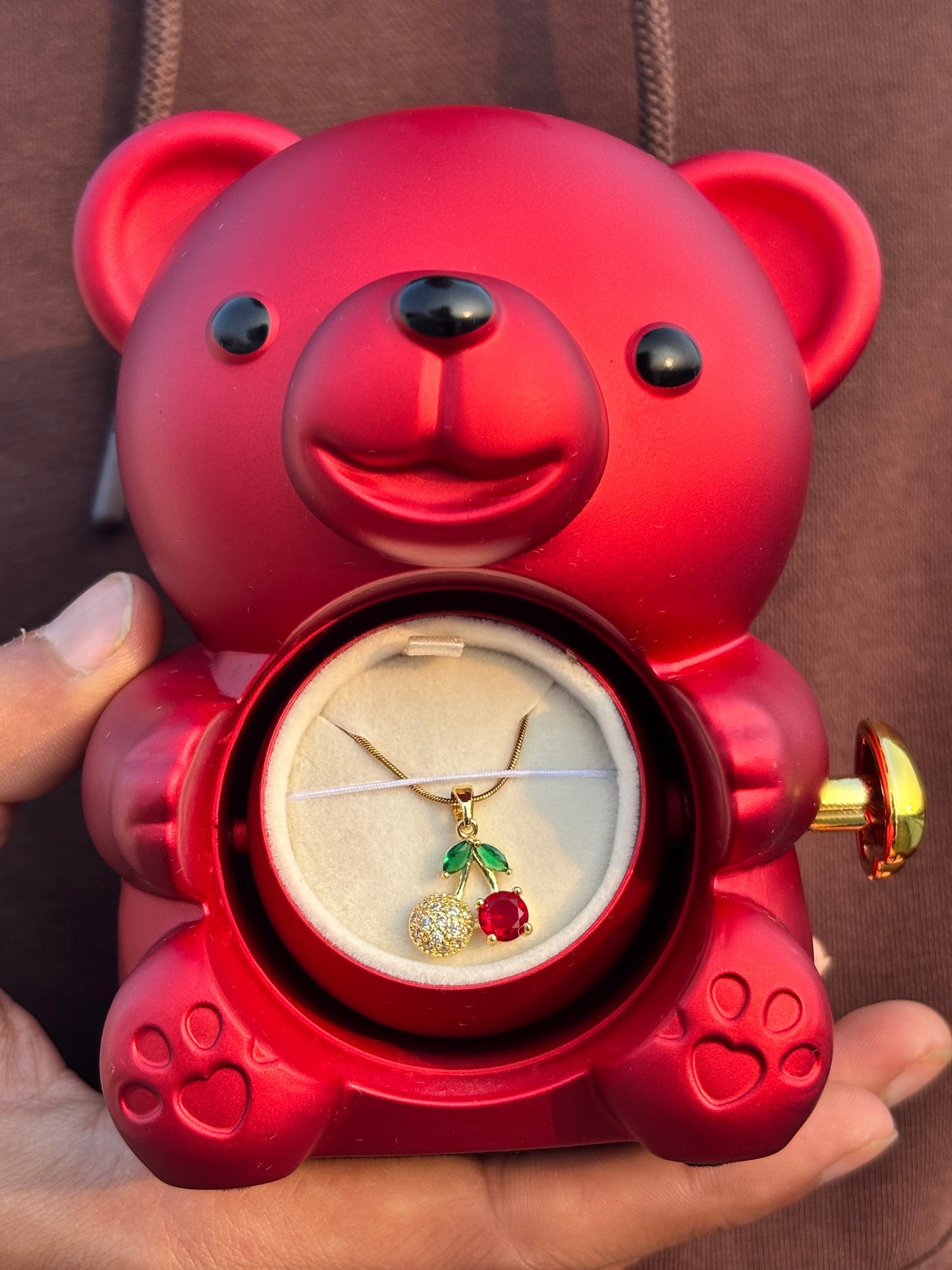 Valentine's Special | Red Teddy Gift Box with Necklace & Ring