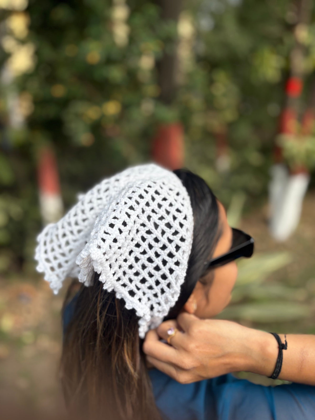 Crochet Bandana | White Net Pattern