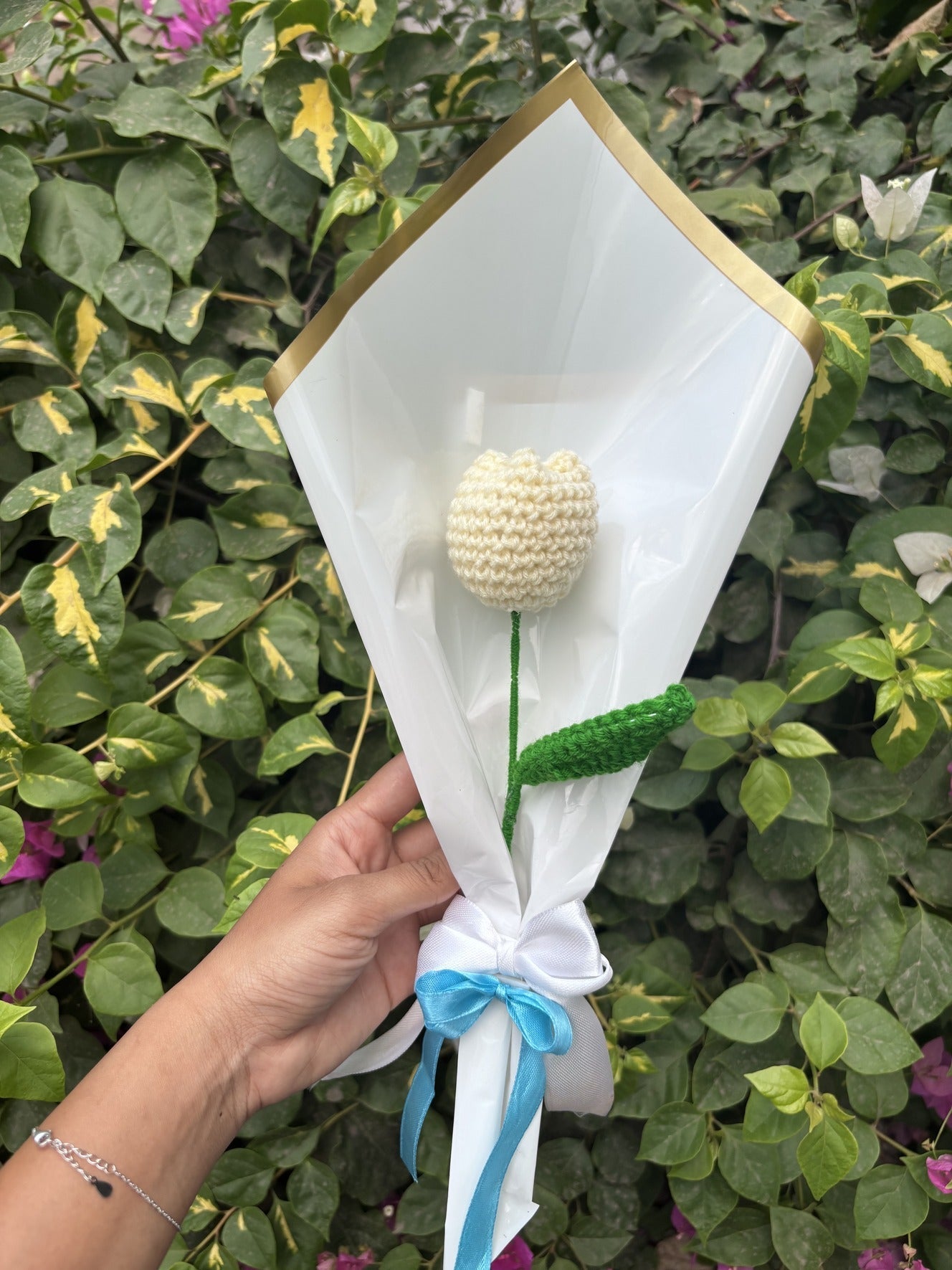 Crochet Bouquet | Single White Tulip