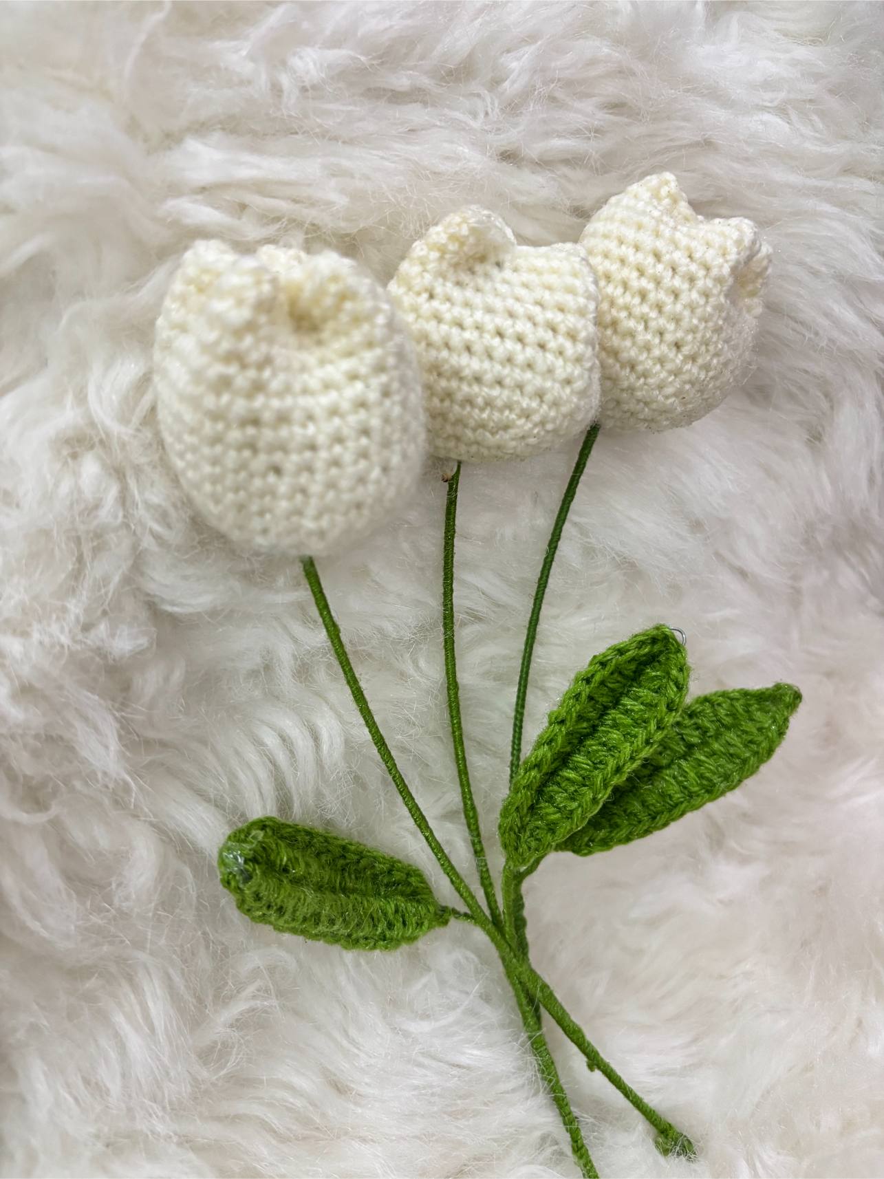 Tulip Crochet Flower | White
