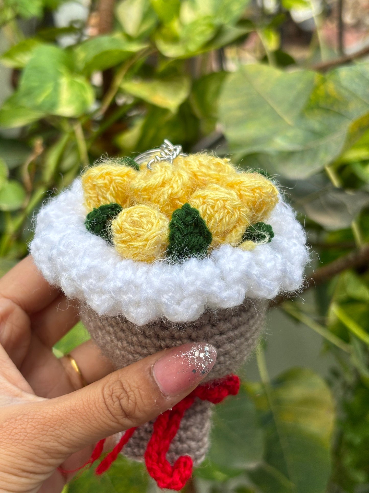Crochet Keychain Bouquet 2.0 | Yellow Rose