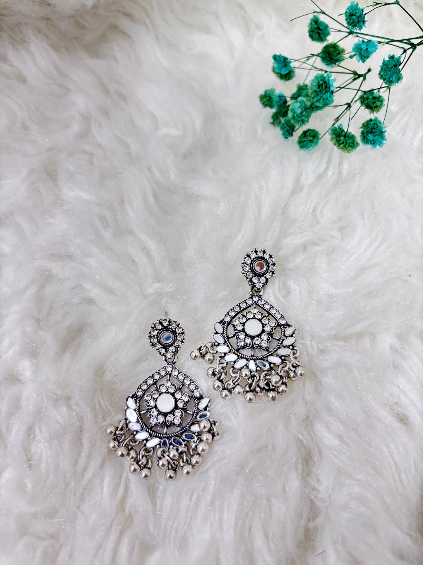 Trendy Silver | Square Vintage | Round Vintage | Oxidised Earrings | Combo