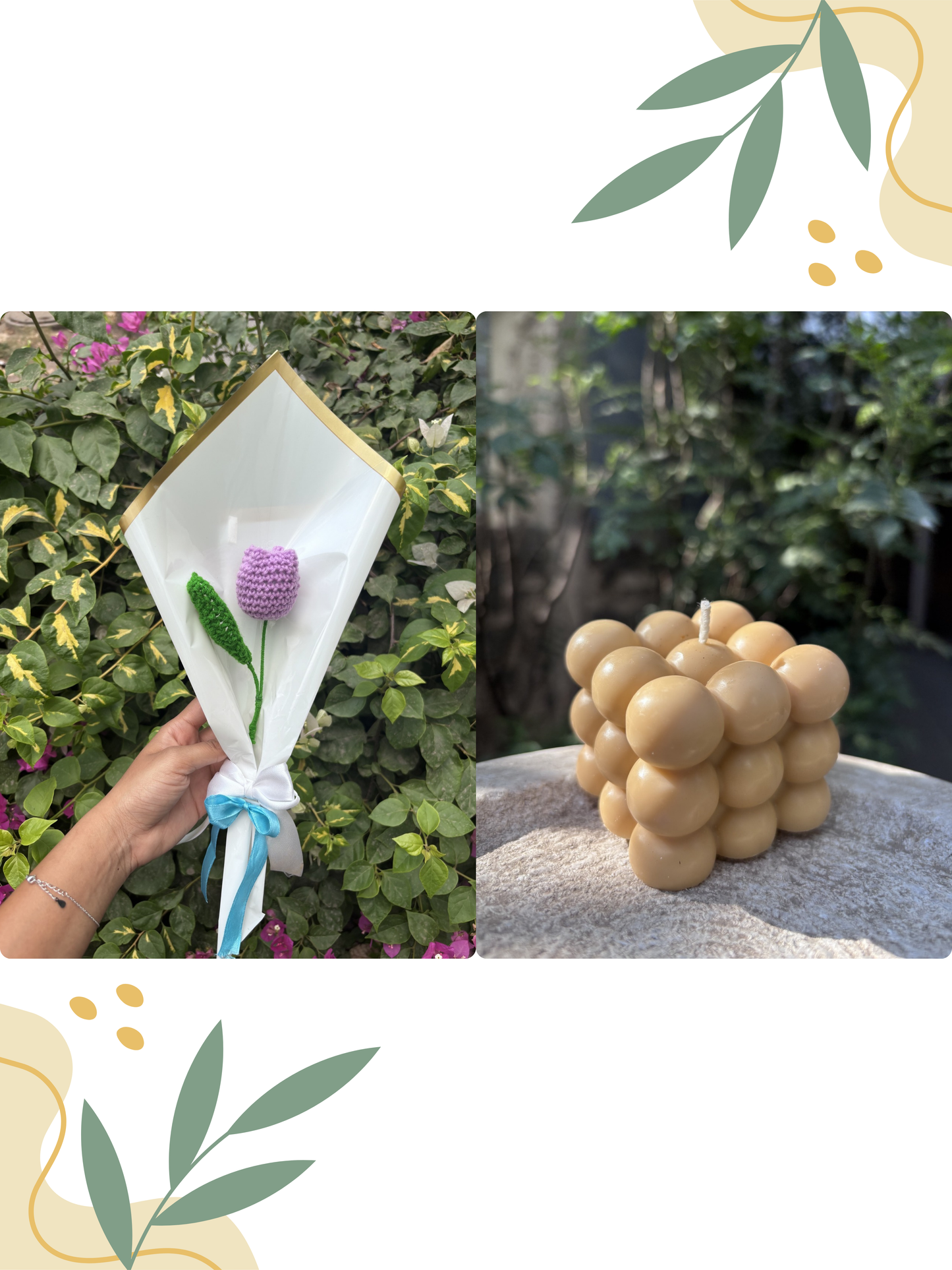 Lavender Tulip Crochet | Bubble Scented Candle | Combo