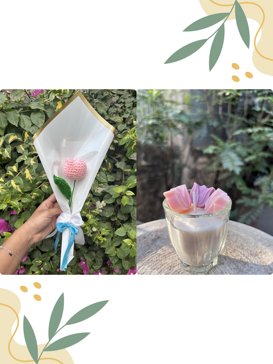 Pink Tulip Crochet | Baby Pink Tulip Scented Candle | Combo