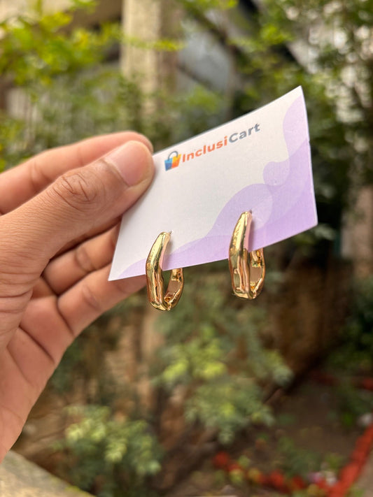 Anti-Tarnish Textured Gold Hoop Earrings