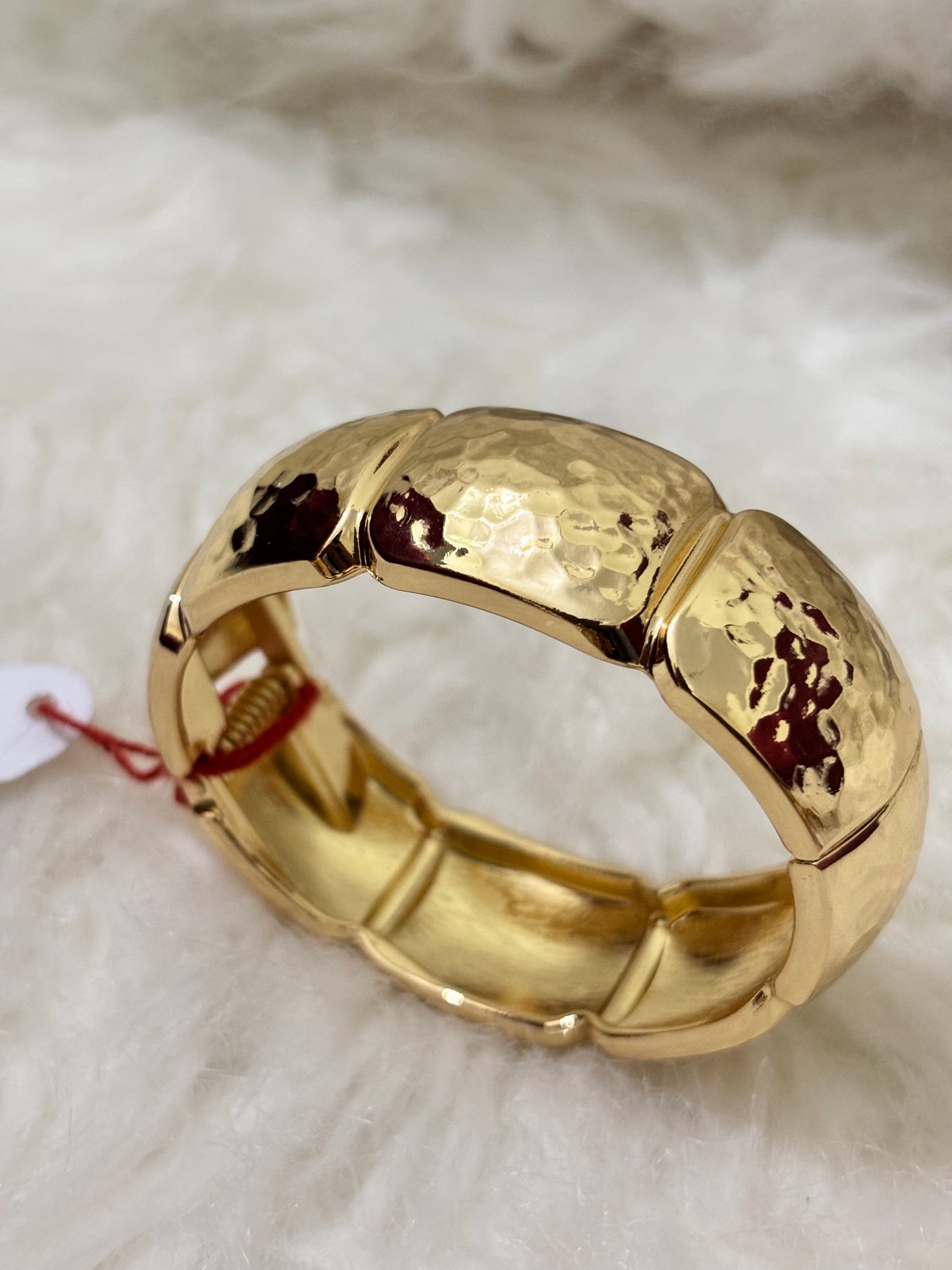 Anti-Tarnish Broad Hammered Bracelet