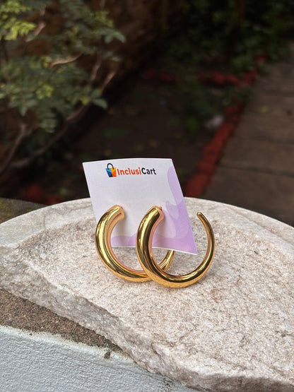 Trendy Anti Tarnish Gold Hoop Earrings for Women