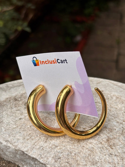 Trendy Anti Tarnish Gold Hoop Earrings for Women