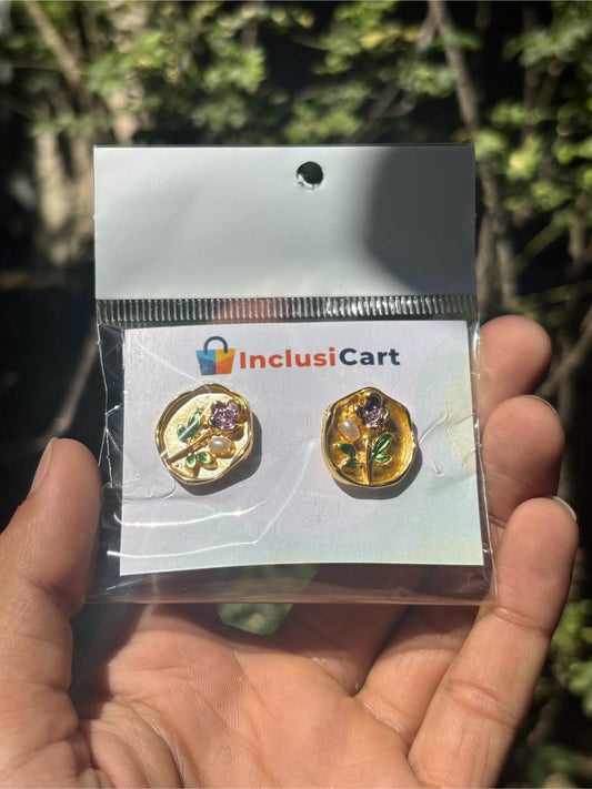 Anti tarnish Earrings | Golden Floral Design