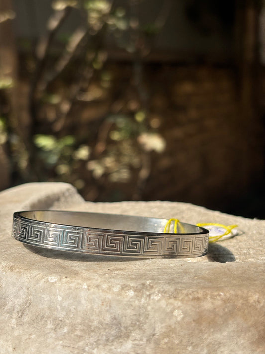 Mens Bracelet | Anti-Tarnish Maze Pattern Silver