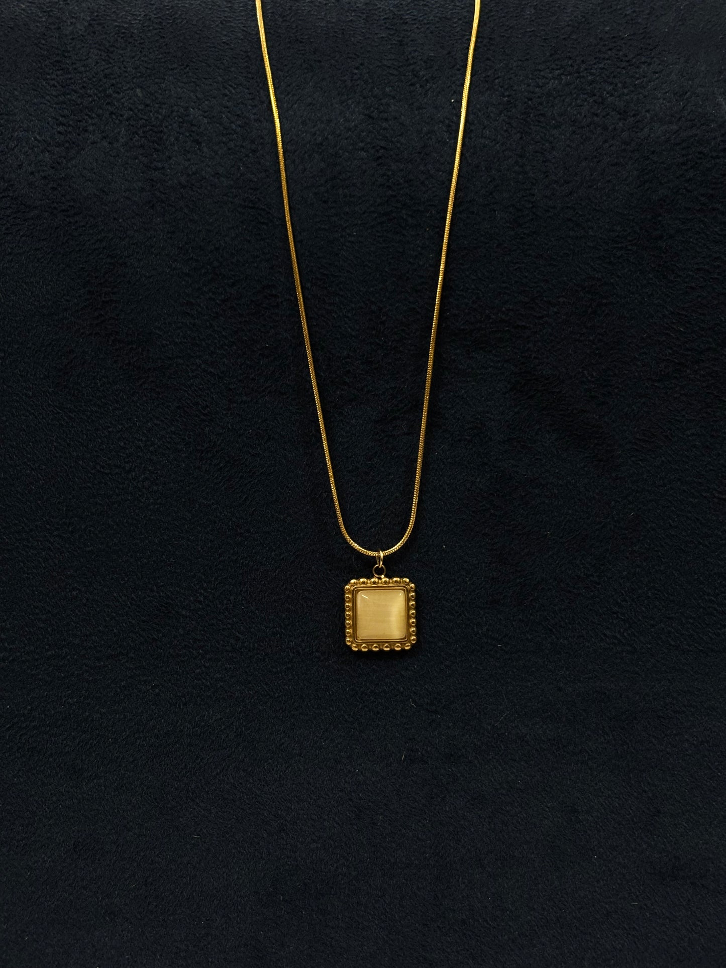 Anti tarnish Necklace | Square Pearl Pendant