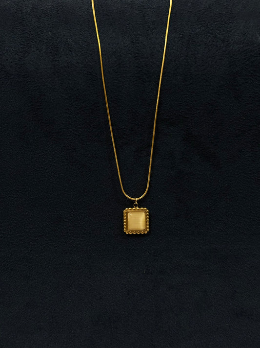 Anti tarnish Necklace | Square Pearl Pendant