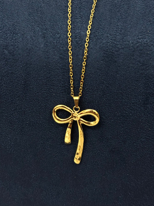 Anti tarnish Necklace | Big Golden Bow Pendant