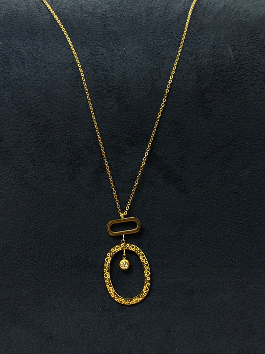 Anti tarnish Necklace | Rolden Ring Diamond Pendant