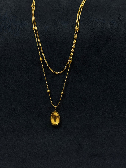 Anti tarnish Necklace | Multi Chain Beads Golden Pendant