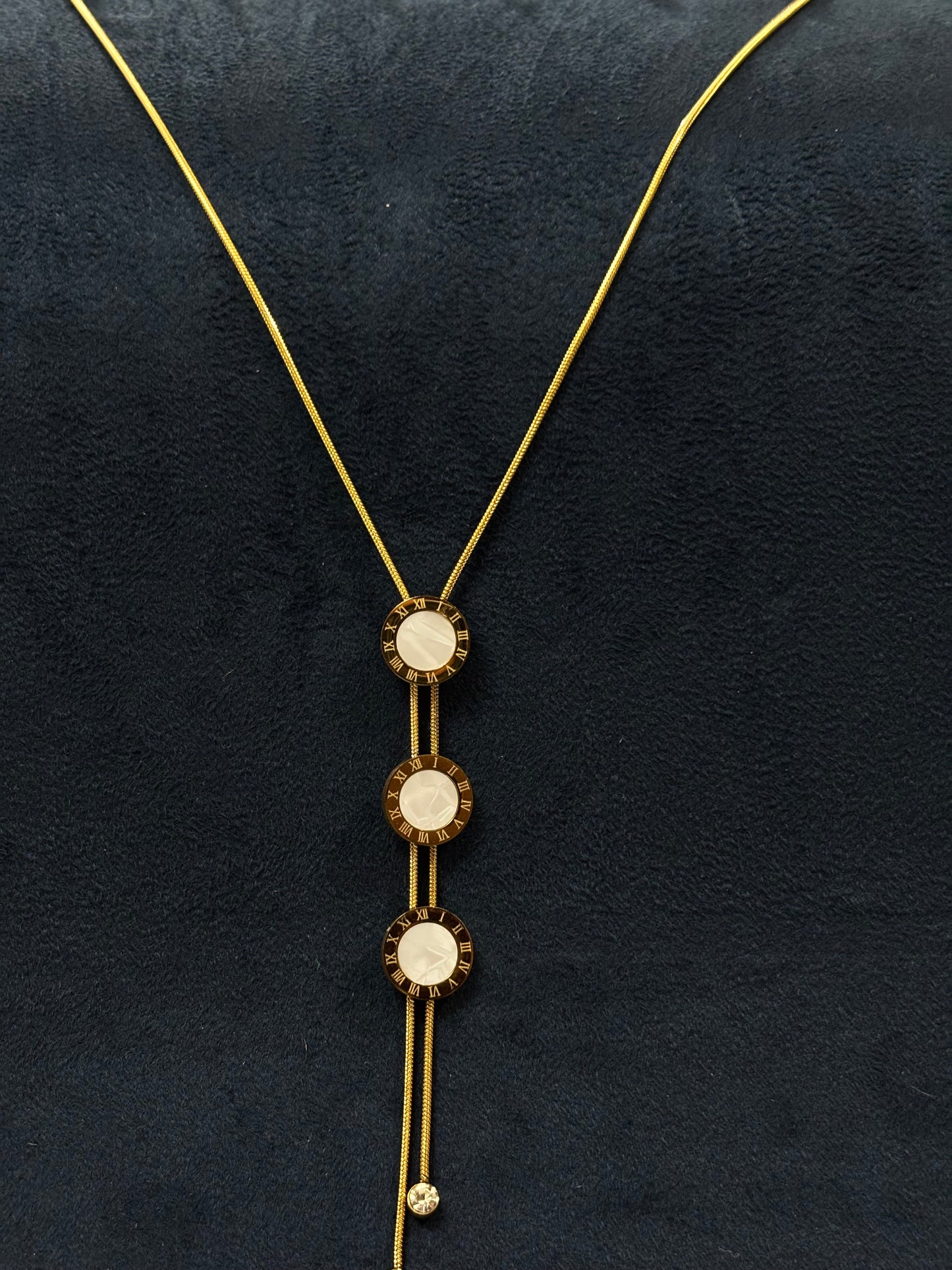 Anti tarnish Necklace | Triple Roman Clock Pendant